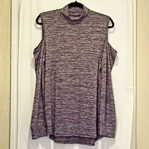 Women's Mock Turtleneck Cold Shoulder Top